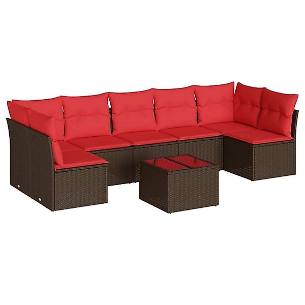 vidaXL 8-Tlg Garten-Sofagarnitur mit Kissen Braun Poly Rattan 3217444 günstig online kaufen
