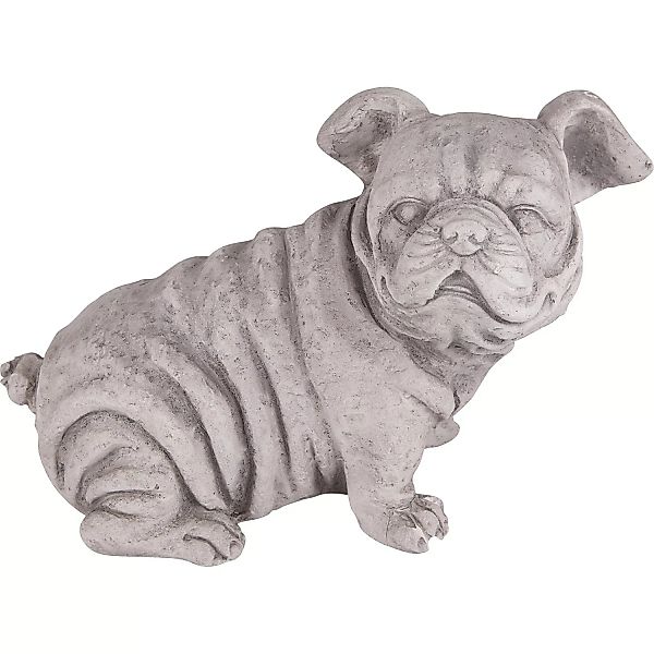 Gartenfigur Mopshund Sitzend 25,5 cm x 38,5 cm Weiß günstig online kaufen