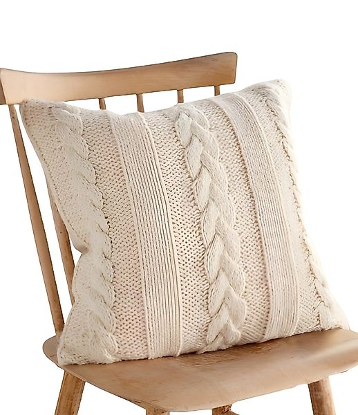 Dekoleidenschaft Kissenhülle "Strick" mit Zopfmuster, beige, günstig online kaufen