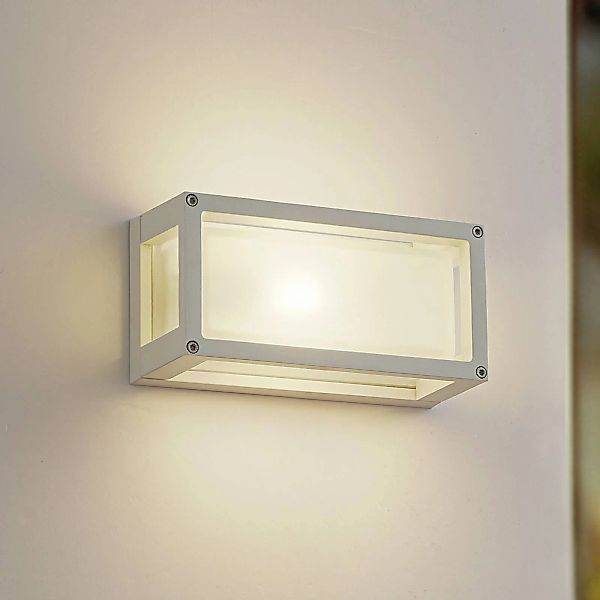 Lucande Außenwandlampe Aurelien, weiß, Glas, 12,5cm, IP54 günstig online kaufen