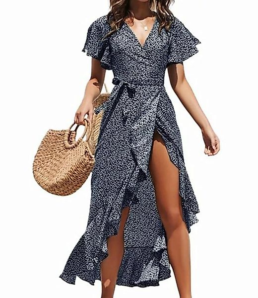 KIKI Strandkleid Bedrucktes Kleid mit unregelmäßigem V-Ausschnitt und hoher günstig online kaufen