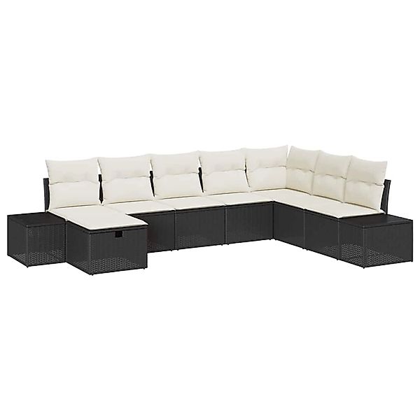 vidaXL Garten-Sofa-Set mit Kissen 8-Tlg Schwarz Poly Rattan 3359426 günstig online kaufen