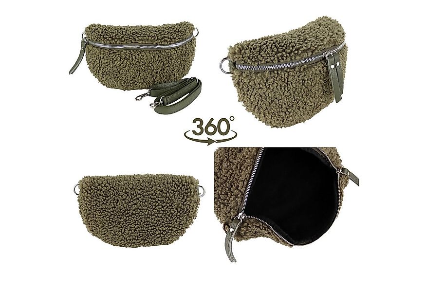 MIRROSI Bauchtasche Damen Brusttasche Plüsch, Teddyfell, Made in Italy (28x günstig online kaufen