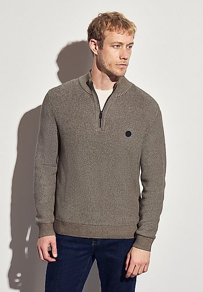 STREET ONE MEN Stehkragenpullover aus reiner Baumwolle günstig online kaufen