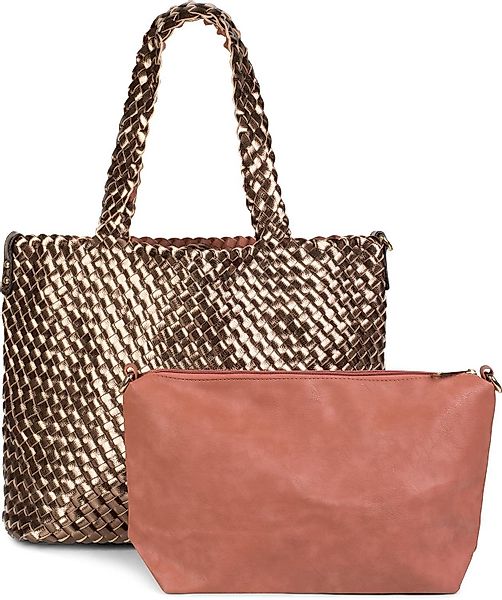 styleBREAKER Schultertasche Große XXL Wendetasche geflochten günstig online kaufen