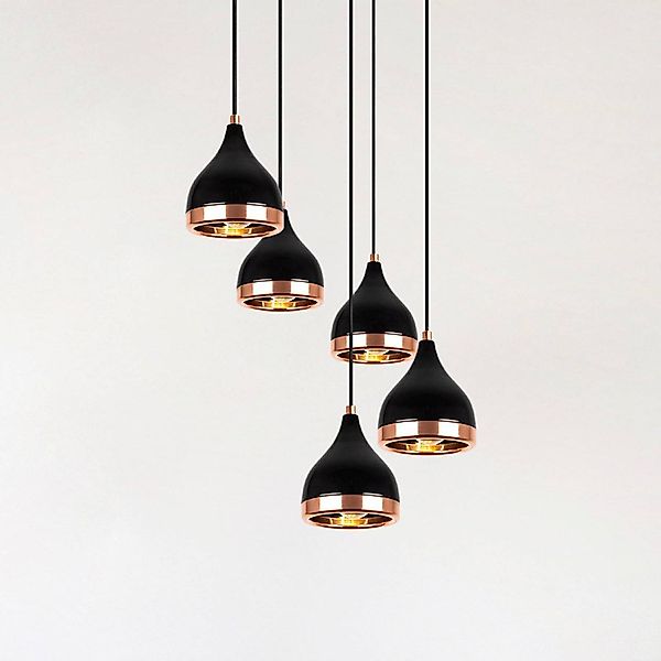 Hängeleuchte Yildo 7005 schwarz/kupfer Metall 5-flammig rund günstig online kaufen