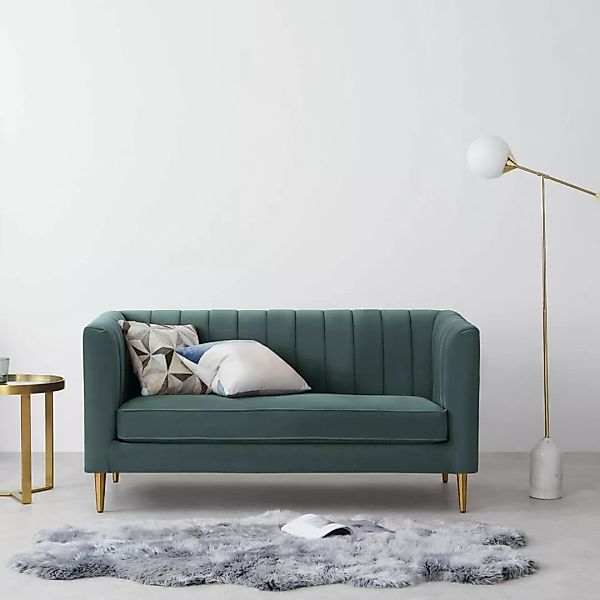 Amicie 2-Sitzer Sofa, Samt in Marinegruen - MADE.com günstig online kaufen