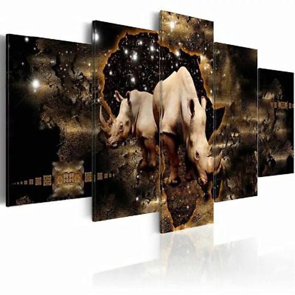 artgeist Wandbild Golden Rhino (5 Parts) Wide mehrfarbig Gr. 200 x 100 günstig online kaufen