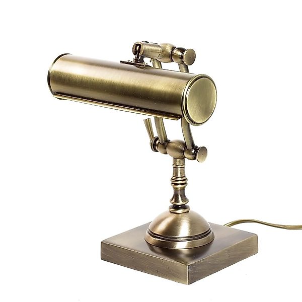 Licht-Erlebnisse Schreibtischlampe Messing Massiv 26 cm Hoch Verstellbar Ju günstig online kaufen