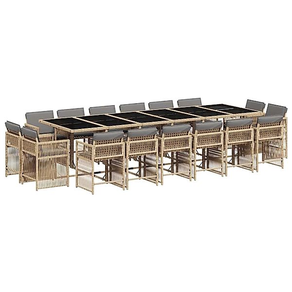 vidaXL 17-Tlg Garten-Essgruppe mit Kissen Beigemischung Poly Rattan 3211788 günstig online kaufen