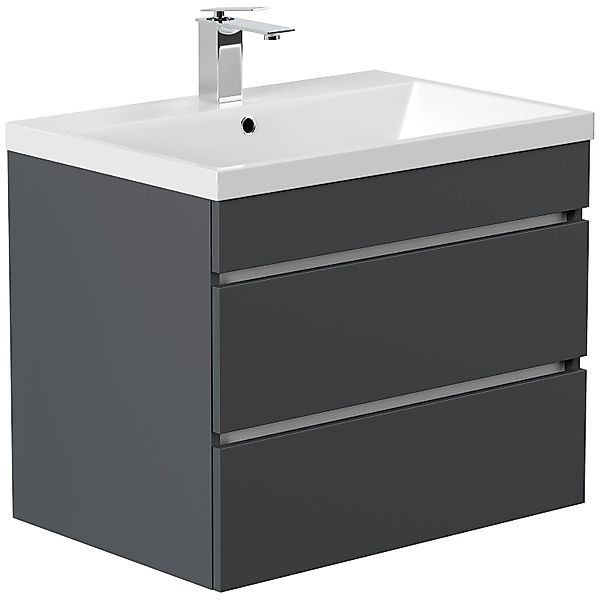 Posseik Badmöbel Fellini 70 SoftClose mit Grifflosen Schubladen Grafit günstig online kaufen