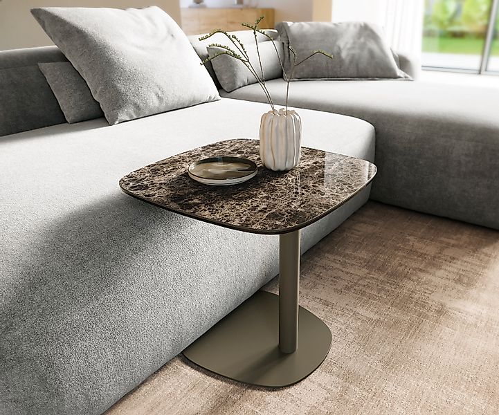 Couchtisch Edge Boot 50x50 cm Keramik Laminam® Emperador Extra Lucidato Dun günstig online kaufen