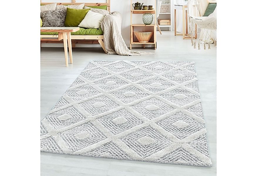 SIMPEX24 Teppich Geometrisch Design, Rund, Höhe: 20 mm, Teppich Wohnzimmer günstig online kaufen