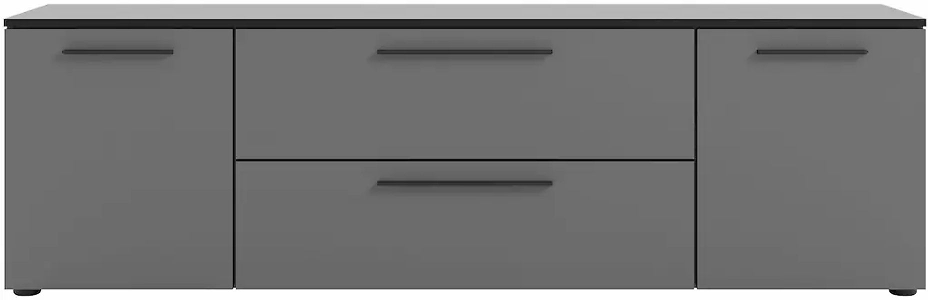 Manjana Möbel Lowboard "Lowboard mit Schwarz matten Metallgriffen" günstig online kaufen