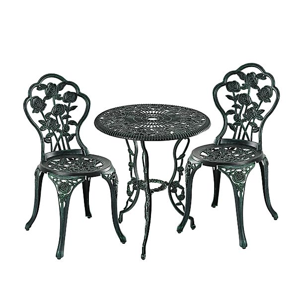 relaxdays Balkonset 3-teiliges Gartenmöbel Set, Schwarz-Grün günstig online kaufen