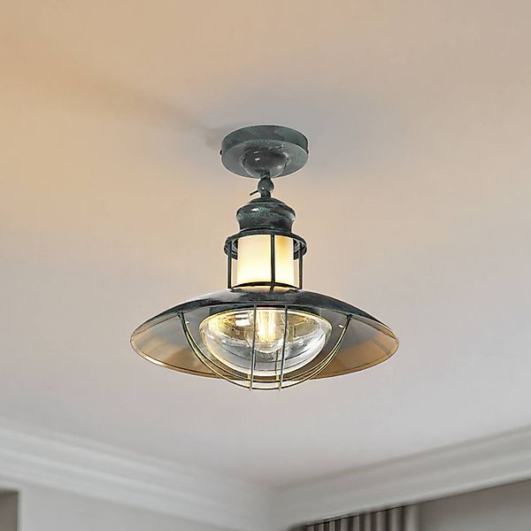 Lindby Deckenleuchte Louisanne, grau-grün, Metall, Ø 35cm günstig online kaufen