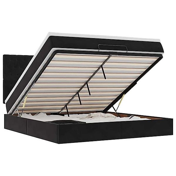 vidaXL Bett, Ottoman-Bett mit Matratzen & LEDs Schwarz 160x200 cm Samt günstig online kaufen