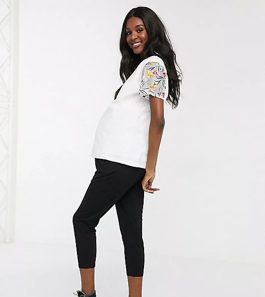 ASOS DESIGN Maternity – Basic-Jerseyhose im Karottenschnitt-Schwarz günstig online kaufen