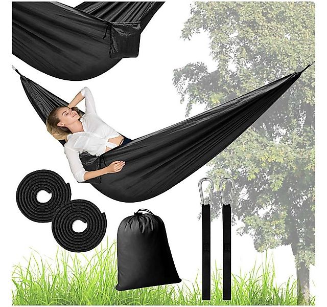 Ikonka Hängematte Robuste Camping-Hängematte mit Tasche, Seilen und Schnapp günstig online kaufen