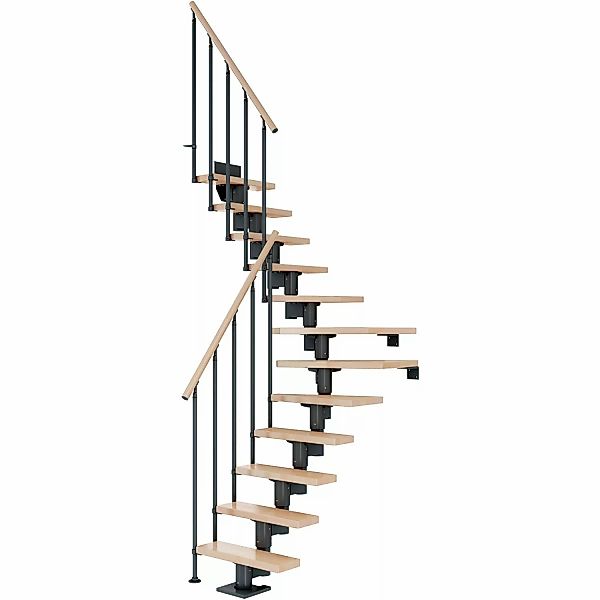 Dolle Mittelholmtreppe Dublin Buche Anthrazit GH bis 292 cm 1/4gew. 65 cm F günstig online kaufen