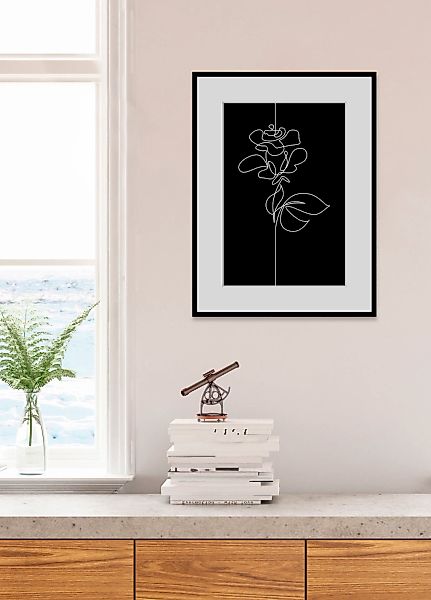 queence Bild "Elena", Blumen-Blumenbilder-Kunst-Schwarz-Weiß-Pflanzen-Pflan günstig online kaufen