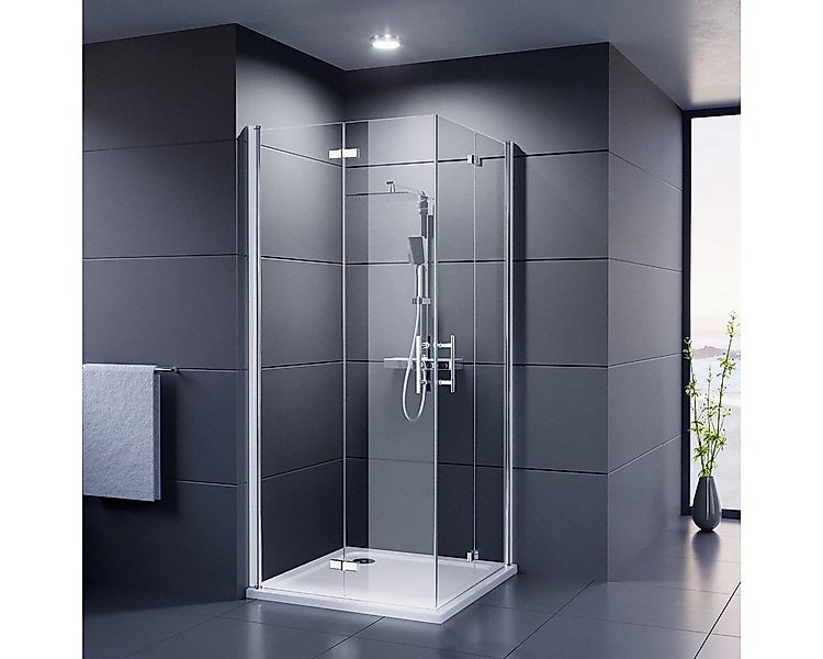 Duschmeister Eckdusche Royalux Neo Eckeinstieg Drehfalttür 90x100 cm mit Na günstig online kaufen