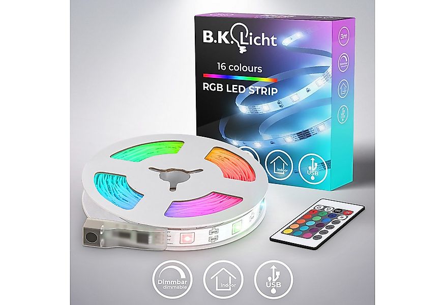 B.K.Licht LED-Streifen 3-5m RGB Band dimmbar Farbwechsel selbstklebend Fern günstig online kaufen