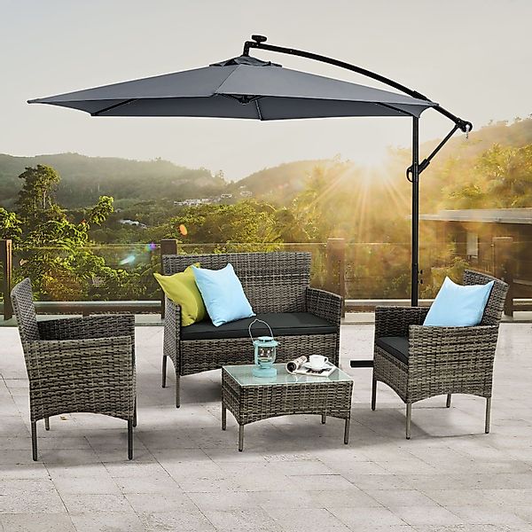 Juskys Gartenlounge-Set Fort Myers, wetterfeste Polyrattan günstig online kaufen