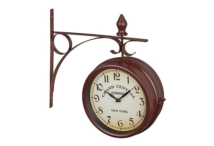 relaxdays Wanduhr Bahnhofsuhr doppelseitig in Braun günstig online kaufen