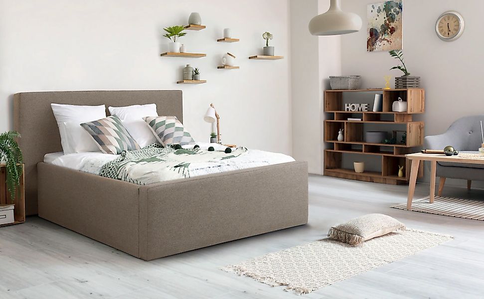 Home affaire Polsterbett "Dalina" geradliniges Kopfteil, in 5 Breiten, auch günstig online kaufen