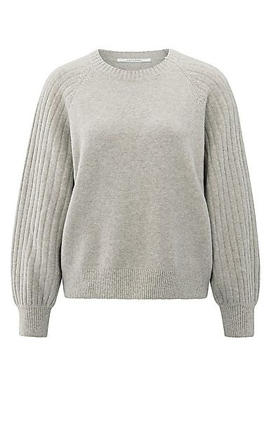 YAYA Rundhalspullover Pullover mit gerippten Ärmeln günstig online kaufen