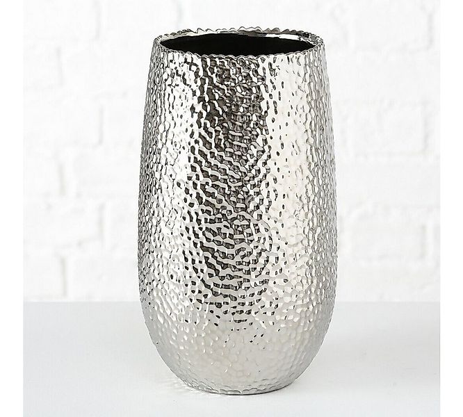 BOLTZE GRUPPE GmbH Dekovase Vase Lajos Blumenvase silber Steingut Ø 17 cm H günstig online kaufen