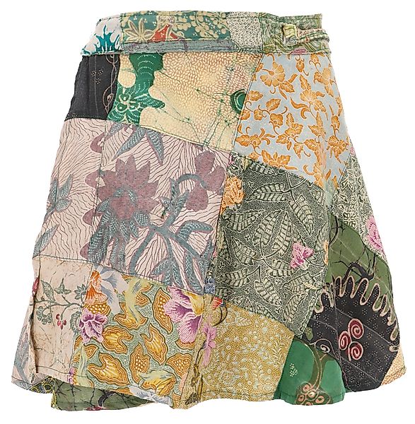 Guru-Shop Minirock Weit schwingender Patchwork Wickelrock,.. günstig online kaufen
