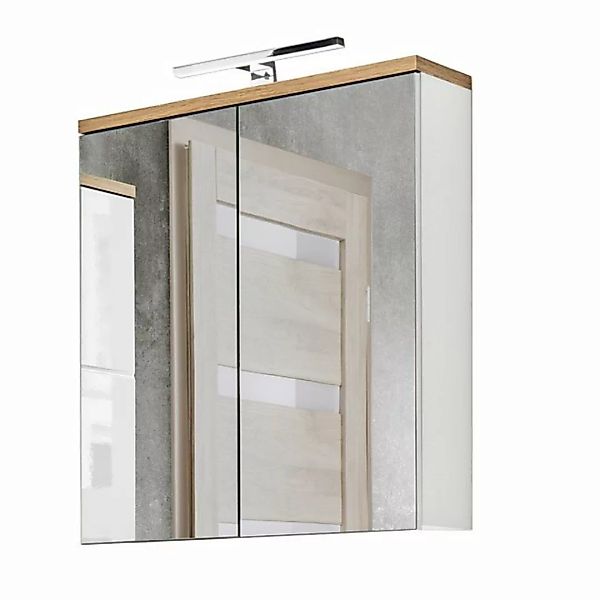 Badezimmer Spiegelschrank 60 cm LED-Beleuchtung LUTON-56 weiß mit Wotan Eic günstig online kaufen