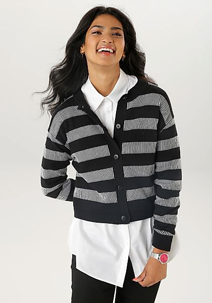 Aniston SELECTED Strickjacke, im trendigen Streifen-Dessin günstig online kaufen