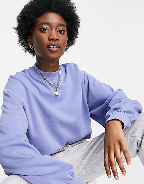 ASOS DESIGN – Kastiges, hochgeschlossenes Sweatshirt in Blau günstig online kaufen