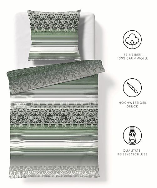 fleuresse Bettwäsche "Aspen" 2 Stk. tlg. Feinbiber mit Karo günstig online kaufen