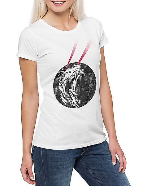 Urban Backwoods Print-Shirt Laser T-Rex Damen T-Shirt Dino Cyborg Skull Sch günstig online kaufen