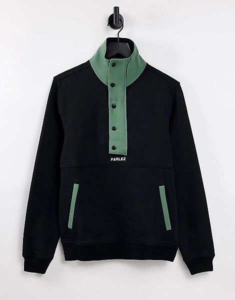 Parlez – Verl – Durchgeknöpftes Sweatshirt in Schwarz günstig online kaufen