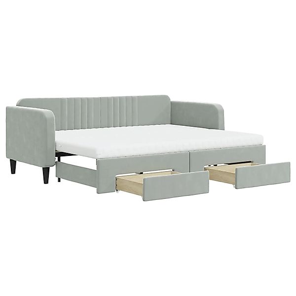 vidaXL Ausziehbett, Tagesbett Ausziehbar mit Schubladen Hellgrau 80x200 cm günstig online kaufen