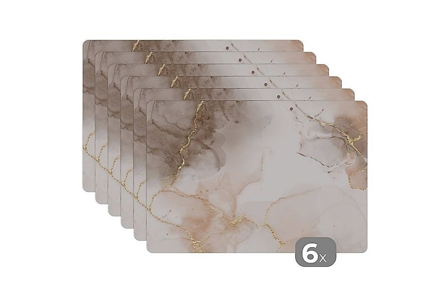 MuchoWow Platzset Marmor - Braun - Gold, (6-St), Platzsets, Tischset, Abwas günstig online kaufen