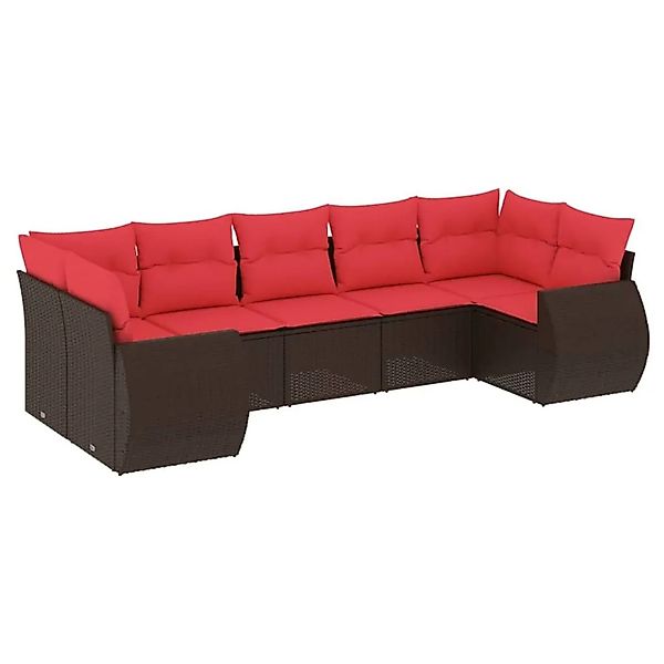 vidaXL 7-Tlg Gartensofa-Set mit Kissen Braun Polyrattan 3221793 günstig online kaufen