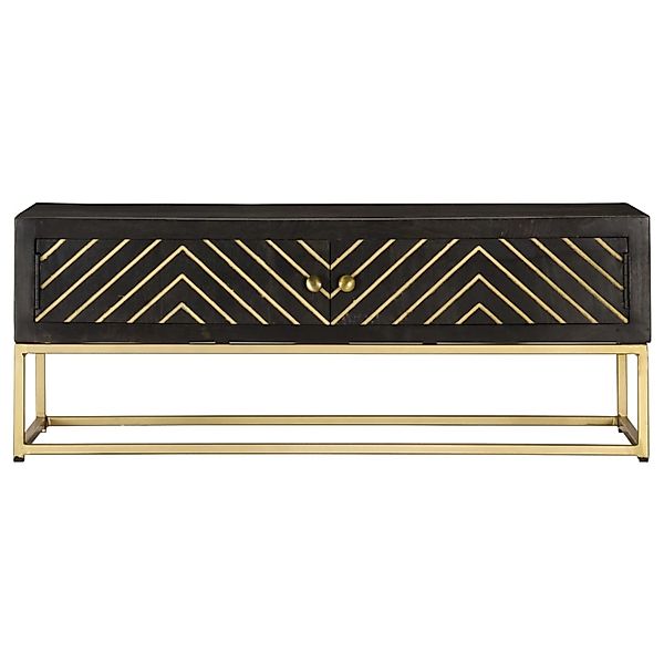 vidaXL Couchtisch Schwarz und Golden 90 x 50 x 35 cm Massivholz Mango günstig online kaufen