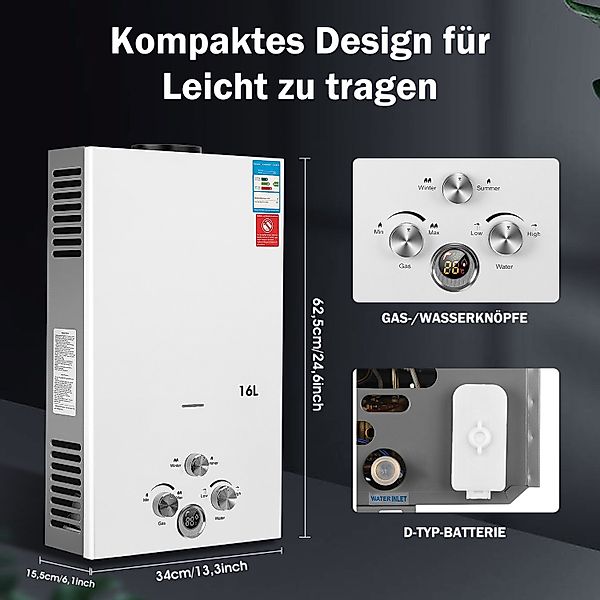 kehot Durchlauferhitzer Gas Durchlauferhitzer Propangas Campingdusche, günstig online kaufen