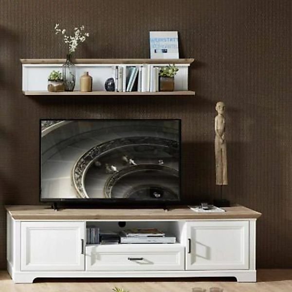 Lomadox TV-Lowboard & Wandregal JÜLICH-36 in Pinie weiß und Artisan Eiche N günstig online kaufen