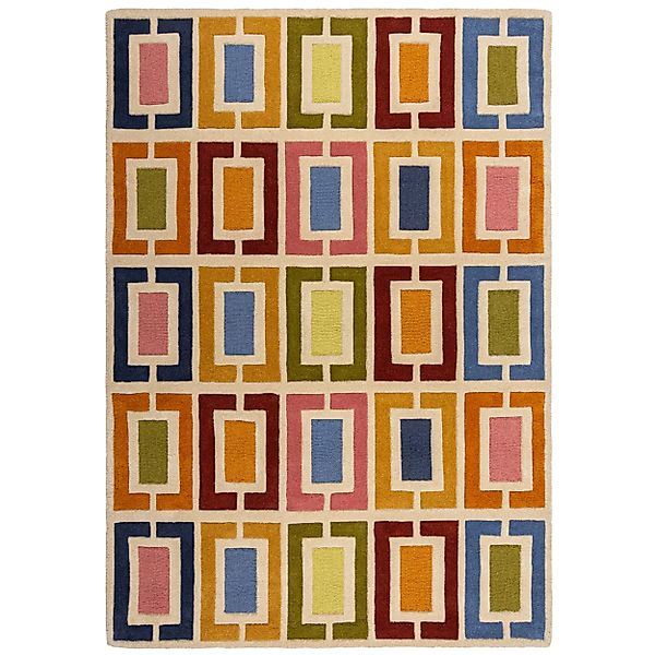KADIMA DESIGN Wollteppich Geometrisch, Retro-Stil Wohnzimmer günstig online kaufen
