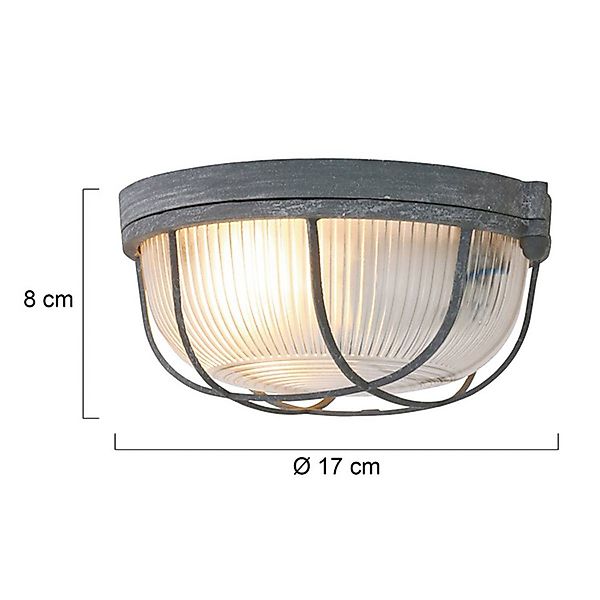 Deckenleuchte Lisanne, grau, Ø 17 cm, Metall, Glas, E27 günstig online kaufen