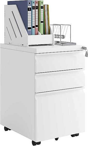 Woltu Rollcontainer, Metall Mobiler Aktenschrank mit 3 Schubladen, 39x62x48 günstig online kaufen