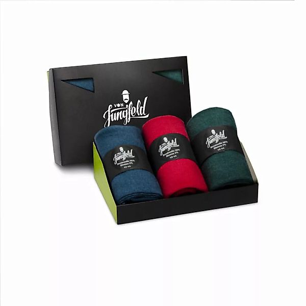 Von Jungfeld 3er Pack Herren Socken, Geschenkbox, gemischte Farben Blau/Rot günstig online kaufen