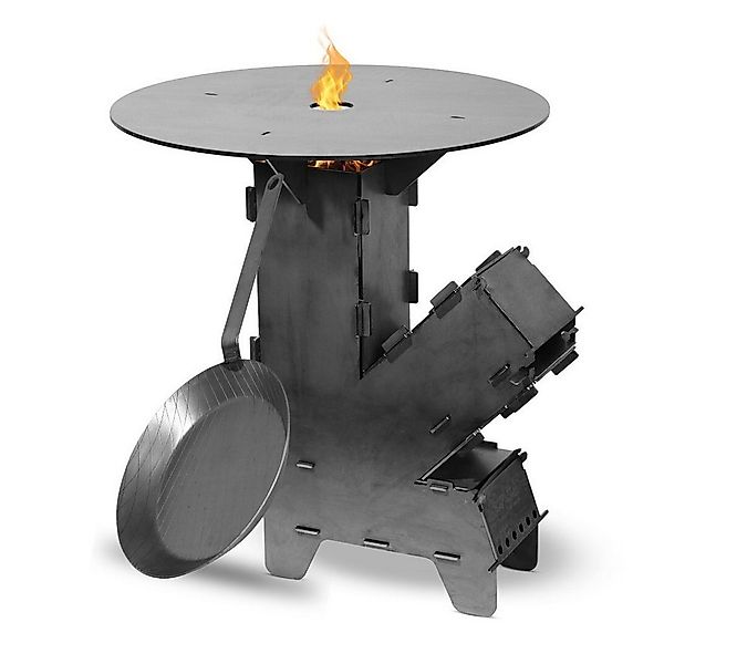 Czaja Feuerschale Czaja® Raketenofen inkl. Grillplatte und Eisen Bratpfanne günstig online kaufen